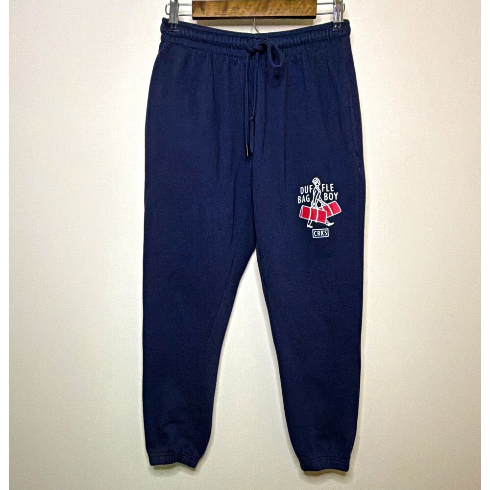 Crooks & Castles Men's Navy Fleece Jogger Sweatpants Pockets Medium 32" Waist